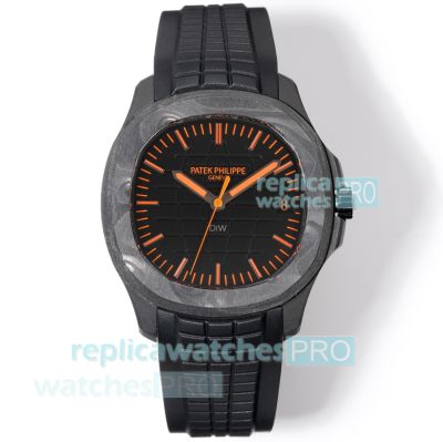 Swiss Replica DIW Patek Philippe Aquanaut Carbon Case Black Rubber Strap Watch 
